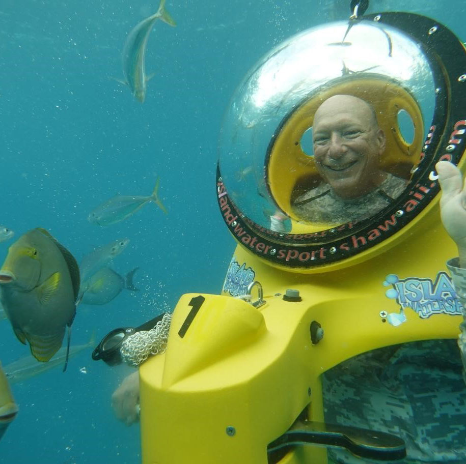 Kevin explores an underwater scene in Hawaii