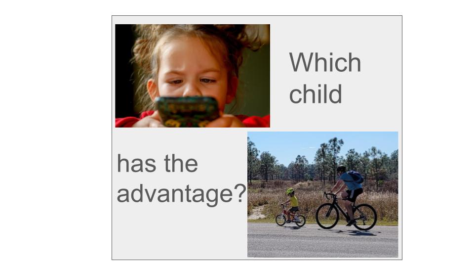 Which child is receiving more developmental opportunity?